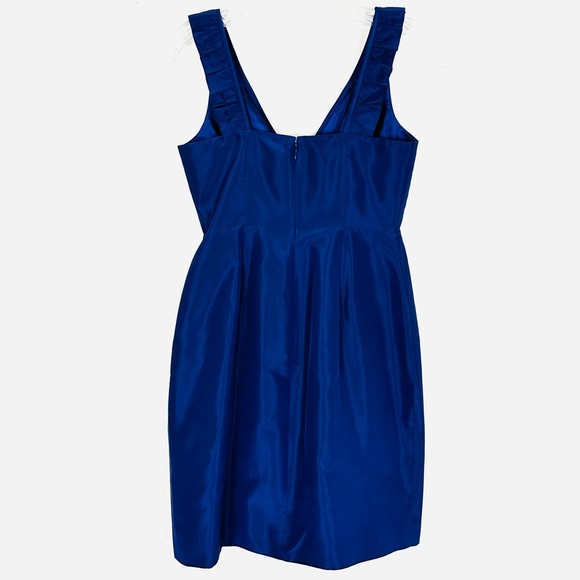 J. CREW Women’s 100% Silk Deep Navy Indigo Cocktail Dress Ruffle Detail, Size 2P - Picture 9 of 9